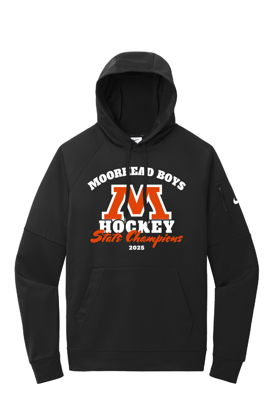 Moorhead M 2025 State Champions Boys Hockey Nike Therma-Fit Hooded Sweatshirt