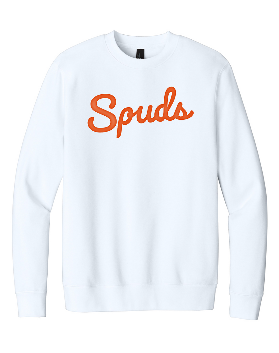 '24 Spuds Puff Print Cursive Crewneck Sweatshirt
