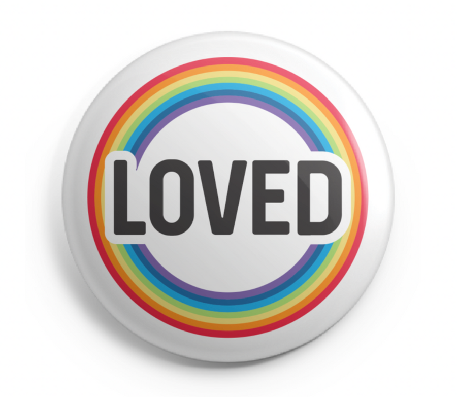 LOVED Rainbow Button - 2.25 Inch
